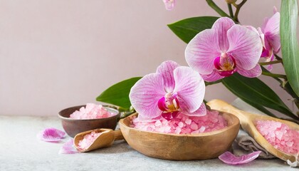 pink spa orchid theme objects on pastel background