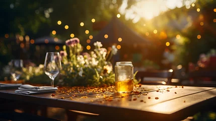 Foto op Canvas an outdoor table has food on it © Oleksandr