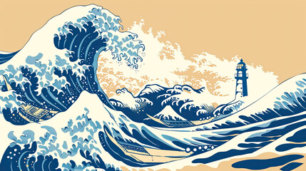 Stormy Seas: Buoy and Waves on Tempest Beacon - obrazy, fototapety, plakaty