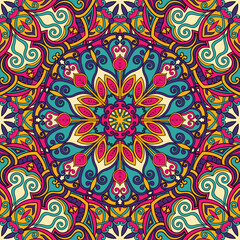 Seamless floral pattern with mandala vector illustration