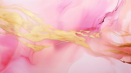 Abstract pink and gold fragment of colorful background, wallpaper. Mixing acrylic paints. Modern art. Marble texture. Alcohol ink colors translucent.Alcohol Abstract contemporary art fluid