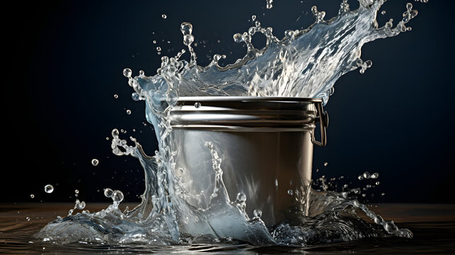 A single flow of water overflowing a bucket