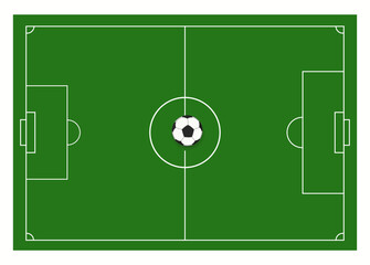 Football field concept. Vector illustration of classic soccer field with green finish. © Tetiana