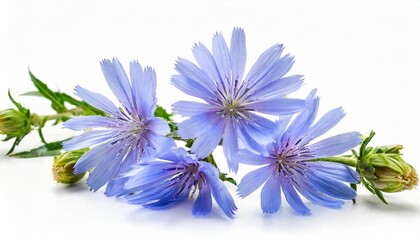 cichorium intybus common chicory flowers isolated on the white background