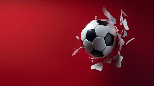 Dynamic Soccer Ball Breaking Through Red Wall