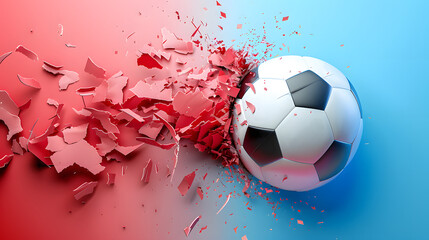 Dynamic Soccer Ball Impact on Colorful Background