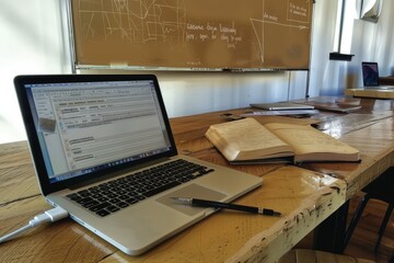 student is preparing for an online class  