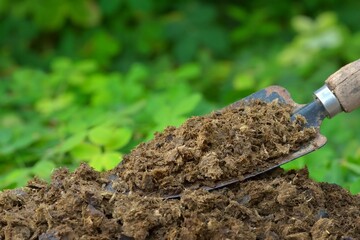 Image of manure with green plants background - 744203147