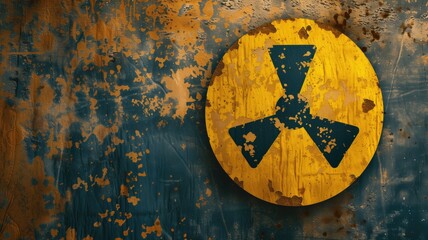 Radiation hazard symbol on rusty metal