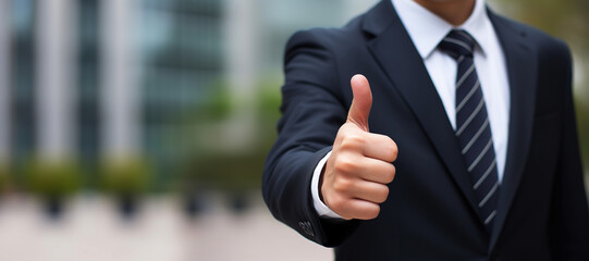 Businessman in a suit giving a thumbs up Generative AI