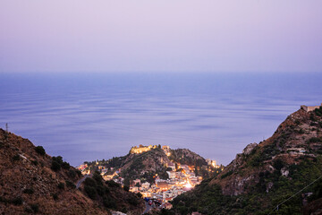 the spectacular panorama enjoyed by the city of Taormina in Sicily