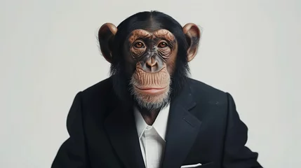 Fotobehang A monkey in suit on a white background, © Abbas