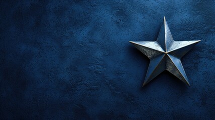 Silver star on a textured blue background