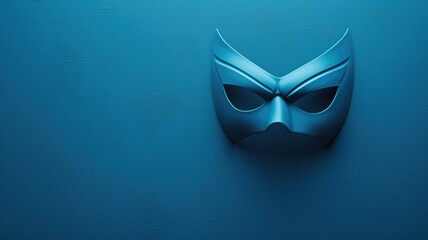 Blue superhero mask on a blue wall