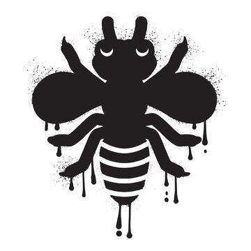 Bee graffiti with black spray paint