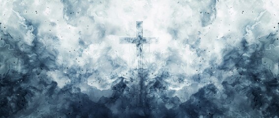 cross on an isolated background in the style of atmospheric watercolors Generative AI - obrazy, fototapety, plakaty