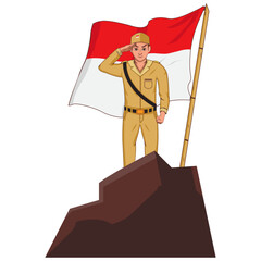 Independence day indonesian soldier salute