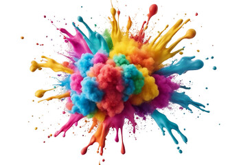 Colorful rainbow holi paint color powder explosion isolated white background Color splash