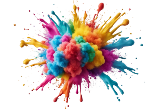 Colorful rainbow holi paint color powder explosion isolated white background Color splash
