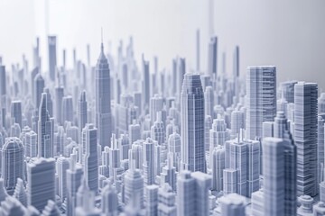 A bustling metropolis showcasing a collection of tall buildings surrounded by urban activity, Graphic representation of the process of building skyscrapers using 3D printing, AI Generated - obrazy, fototapety, plakaty