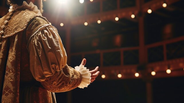 Actor in historical costume on stage