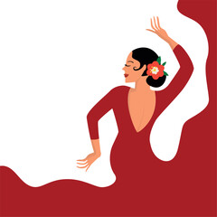 Isolated typical spanish flamenco dancer Vector