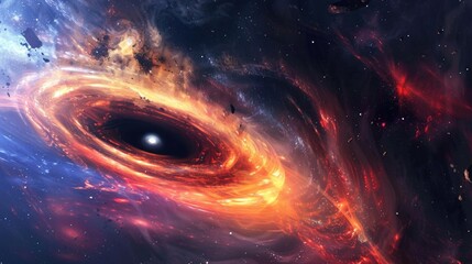 Cosmic black hole. Science and astronomy. AI generative.