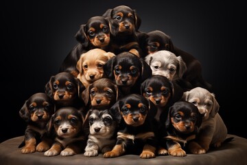 A bundle of puppies with soulful eyes and soft coats, exuding warmth and comfort