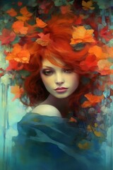 Enchanting portraits of women with an ethereal blend of florals and vibrant colors, evoking a sense of fantasy