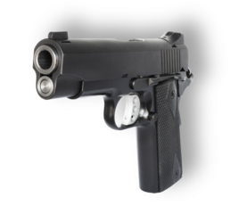 Shadow above a semi-auto handgun