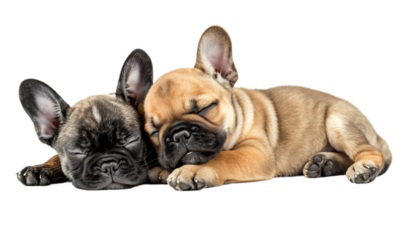 A small cute dog sleeping with cutie cat.