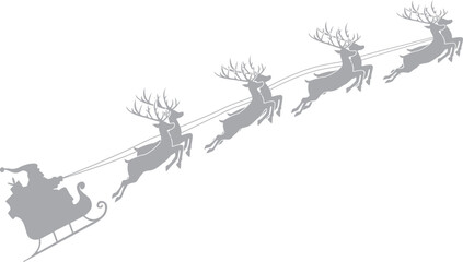 Santa claus rides reindeer sleigh