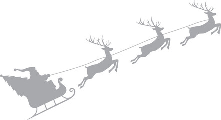 Santa claus rides reindeer sleigh