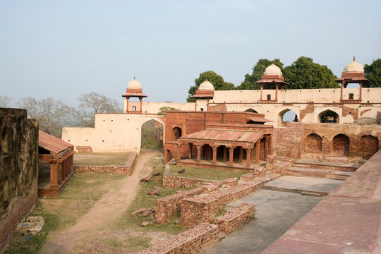 Agra, Uttar Pradesh / India - February 7, 2012 : The stone cutter's mosque in the courtyard of the Jodhabai's palace in Fatehpur Sikri, Agra.
