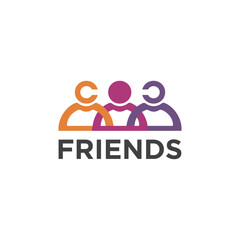 friends logo. People teamwork concept symbol. 3 people