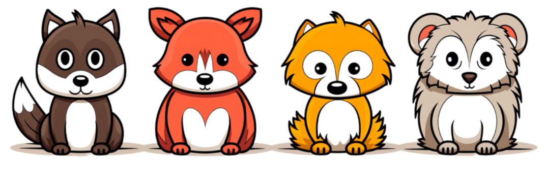 Forest animals. fox, deer, raccoon, owl in watercolor. isolated on the transparent background