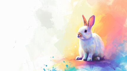 Painted cute Easter Rabbit with Copyspace