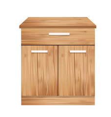 Wooden cabinet realistic, vector illustration