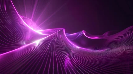 Gardinen Modern futuristic glowing purple waves texture abstract background. AI generated image © MUCHIB