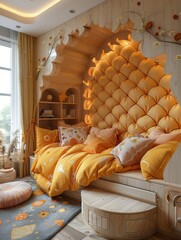 Whimsical Kid's Bedroom with Fairy Tale Theme and Orange Bedding