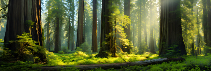 Grand Sequoias: A Spectacular Portrayal of Nature's Majesty and Timelessness - obrazy, fototapety, plakaty
