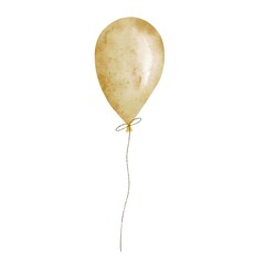 Yellow air balloon. Watercolor balloon. 
