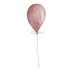 Pink air balloon. Watercolor balloon. 