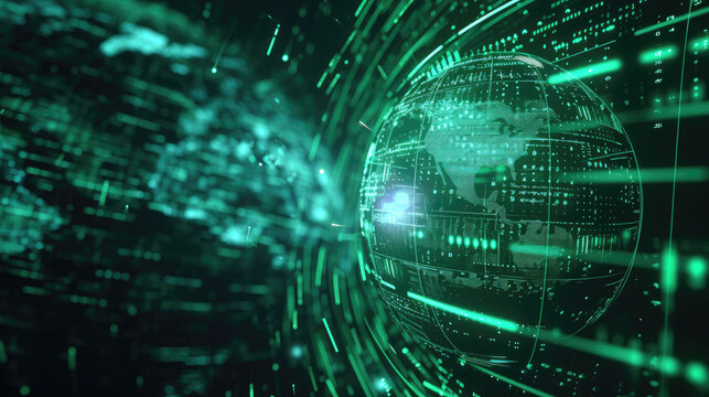 Network Cyber Security Concept Green Futuristic Design