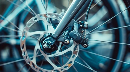 Obraz premium Close-Up of Bicycle Disc Brake System. Generative ai