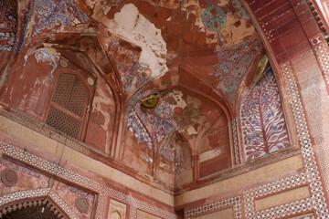 Agra, Uttar Pradesh / India - February 7, 2012 : Interior of the wall of the Jama Masjid in...