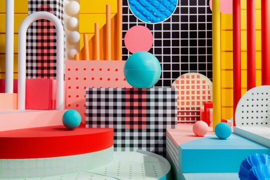 Interior poster featuring Bauhaus-inspired halftone design. Modern wall art print for stylish home decoration. Retro minimalist artwork ideal for bedroom, office, or studio. Trendy housewarming gift