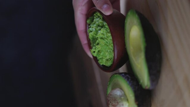 Chilean Typical Avocado Food palta Chile wooden background Selective Focus.