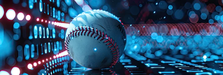 Fotobehang baseball VR asset with digital data © Clemency