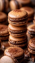 Stacked Chocolate Macarons with Rich Ganache Filling